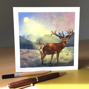 Carte d'anniversaire nature, cartes de voeux de la faune, carte de voeux vierge de cerf, carte carrée/notelet pour toutes les occasions
