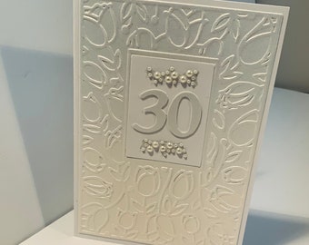 30th (Pearl) Embossed Anniversary Card