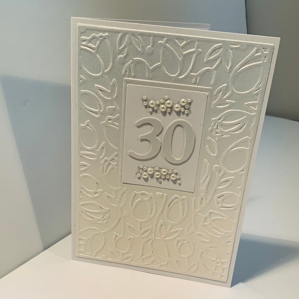 30th (Pearl) Embossed Anniversary Card