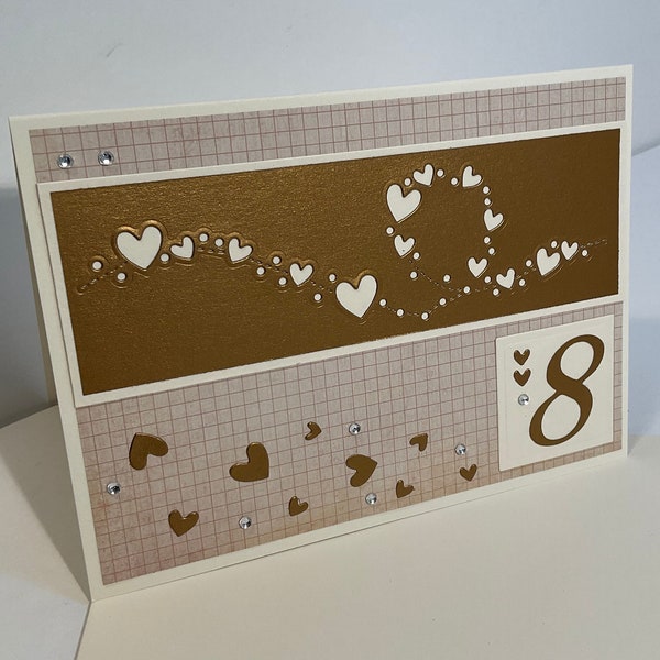 Dots and Hearts 8th (Bronze) Wedding Anniversary Card
