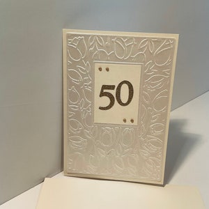 50th (Traditional Symbol Gold) Embossed Anniversary Card