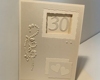 Ivory on Ivory 30th (Pearl) Wedding Anniversary Card