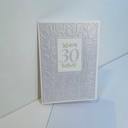 30th (Traditional Symbol Pearl) Embossed Anniversary Card