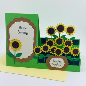 Side Step Style Sunflower Field Birthday Card
