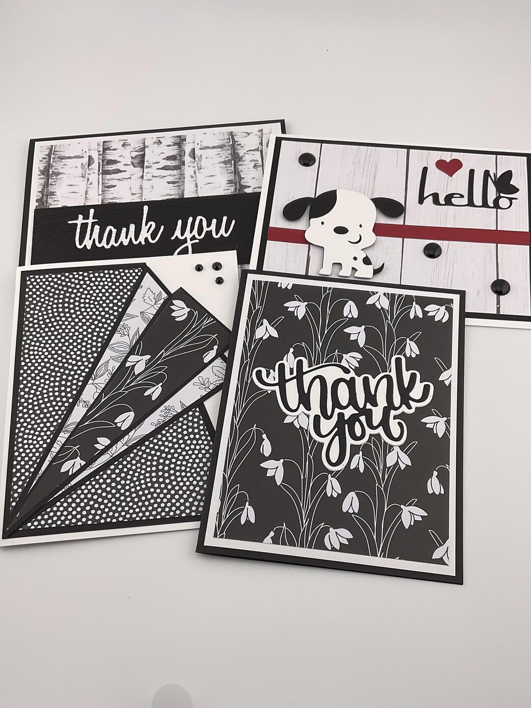 Classic Black and White Blank Notecards: Set of 4 - Etsy