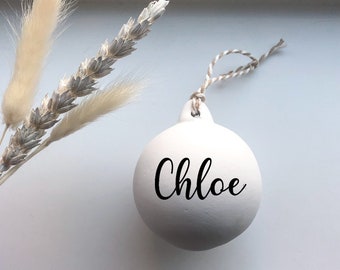 Personalised White Ceramic Baubles, Christmas Baubles, Christmas Tree Decorations, Christmas decor, Secret Santa, Wedding Favour