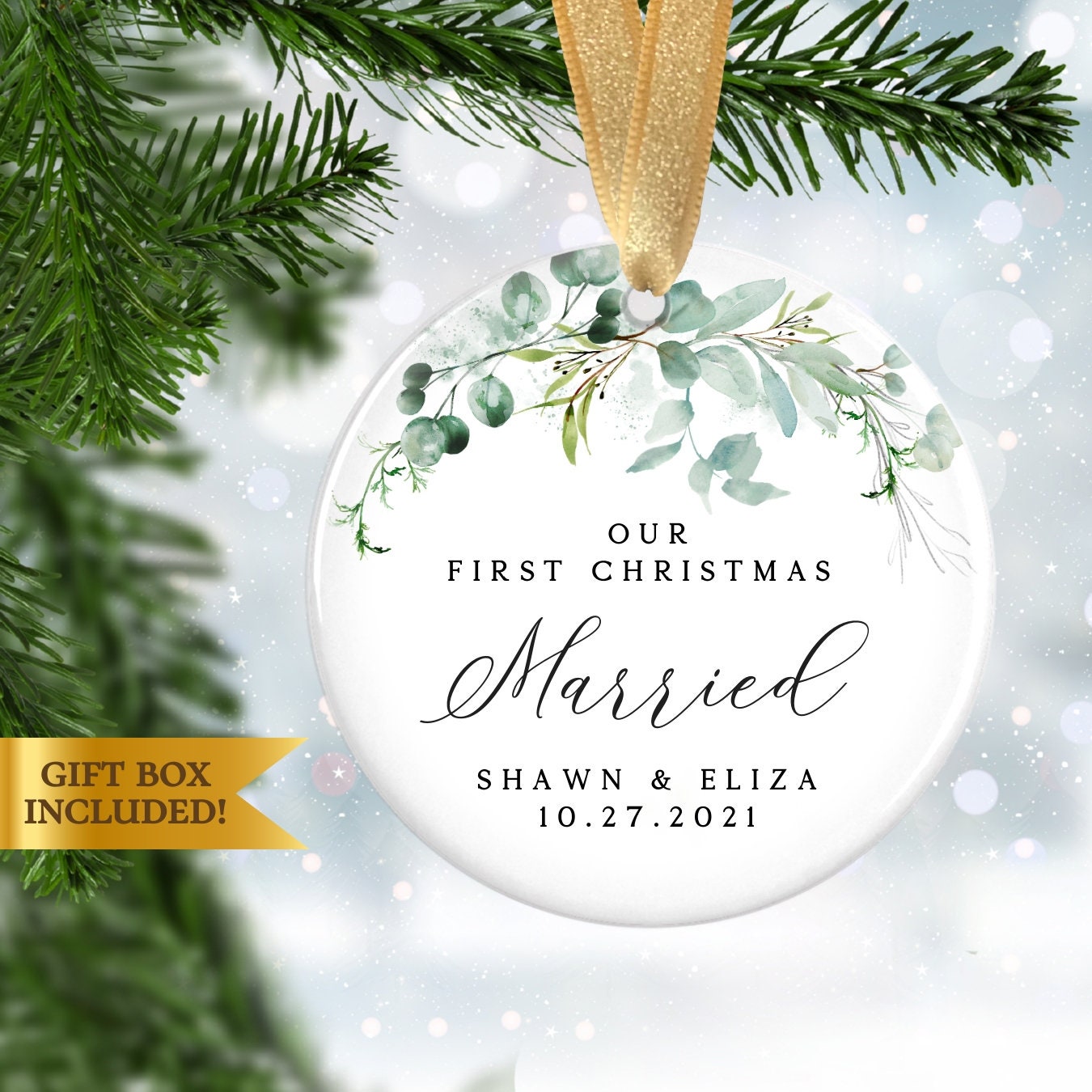 Discover Our First Christmas Married Ornament, Custom First Christmas Married Ornament