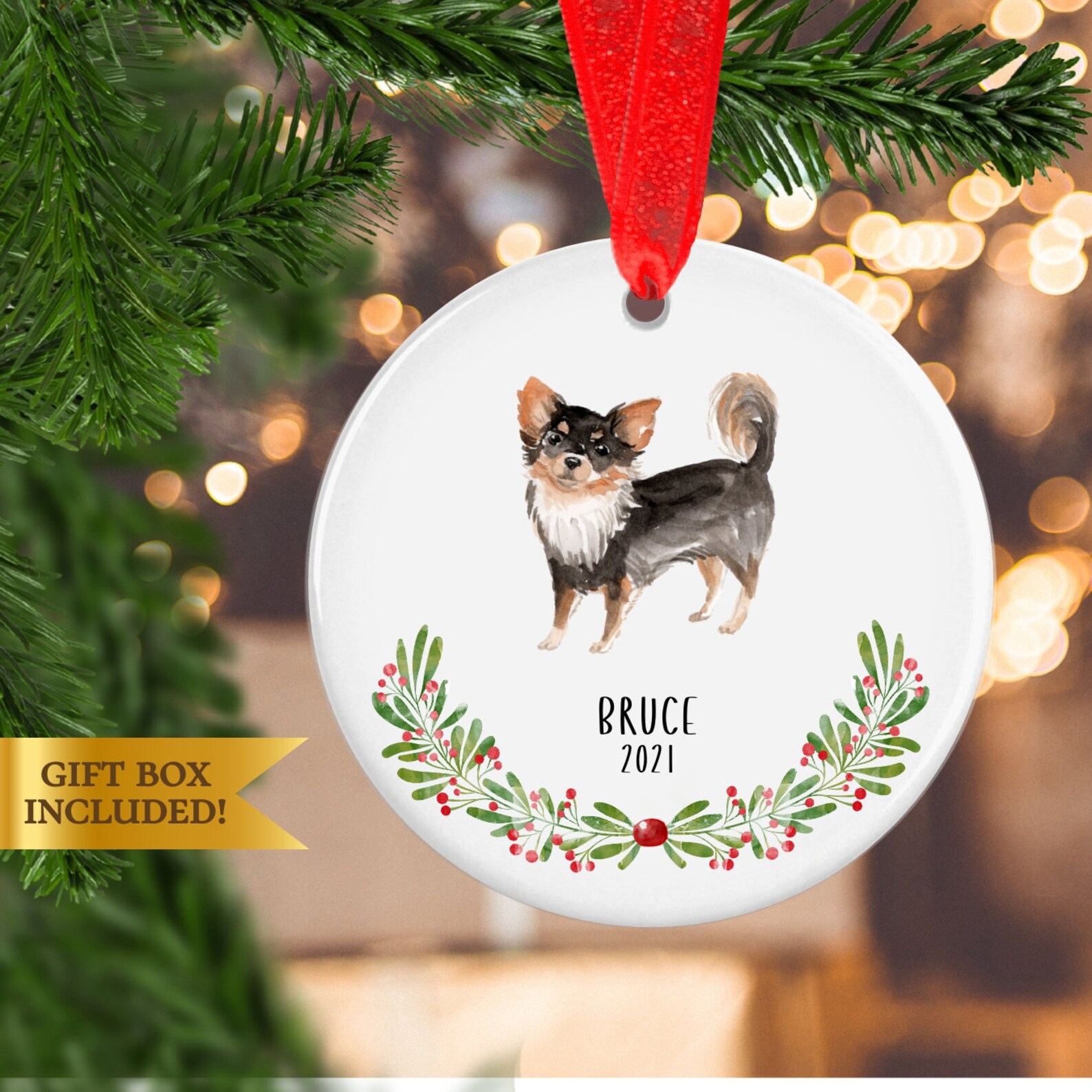 Longhaired Chihuahua Ornament Personalized Chihuahua Etsy UK