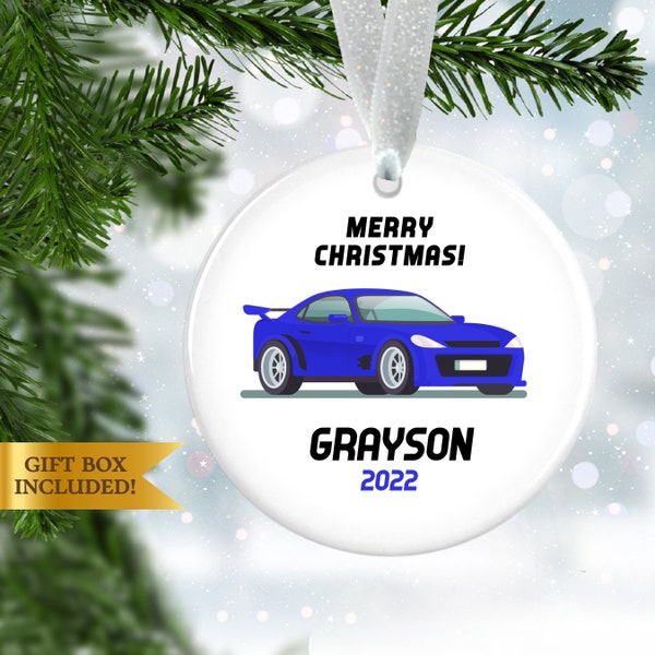 PERSONALIZED Blue Car Christmas Ornament, Cars Christmas Ornament for Boys, Custom Christmas Ornament, Blue Car Christmas Ornament Gift