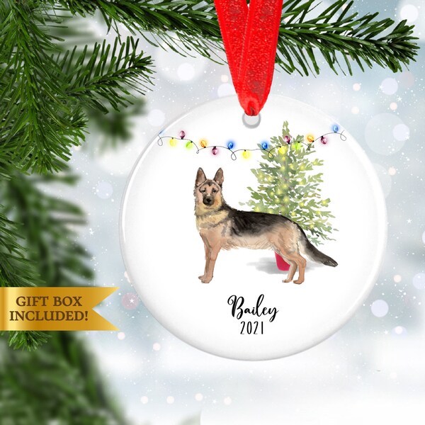 German Shepherd Christmas Ornament, Personalized German Shepherd Christmas Ornament for Dog Owners, Personalized Christmas Ornament Dogs