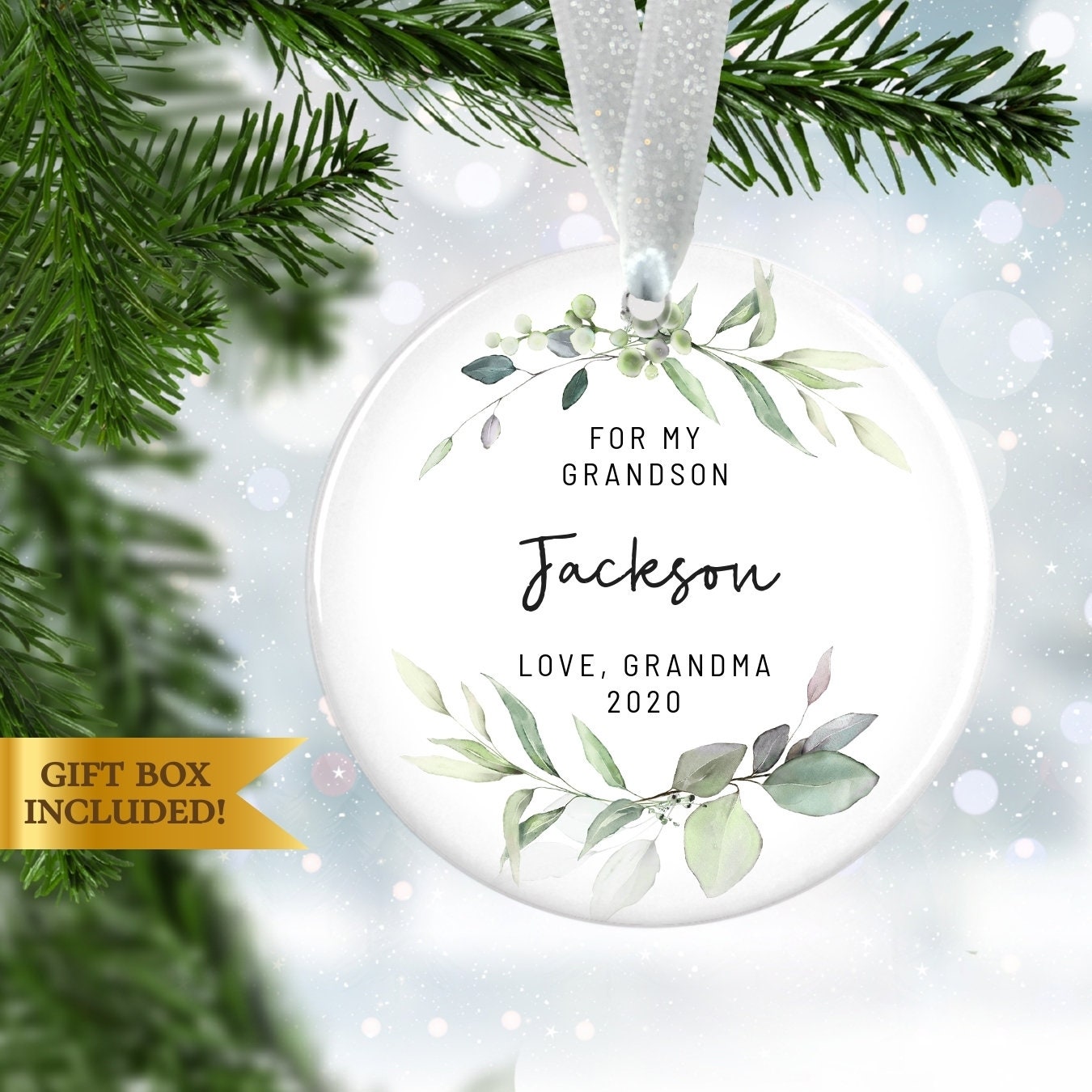 Grandson Christmas Ornament Personalized Grandson Ornament Etsy