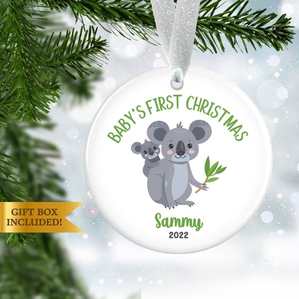 PERSONALIZED KOALA ORNAMENT, Baby Koala Ceramic Christmas Ornament, Custom Koala Ornament, Baby's First Christmas Koala Bear Ornament 2022