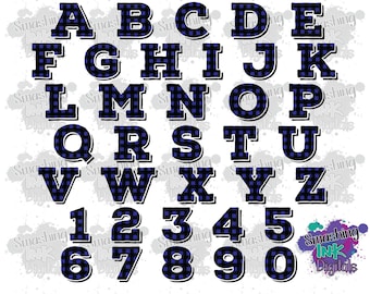ブルーバッファローチェック柄の印刷可能なアルファベット/PNG アルファベット セット/印刷可能な文字/印刷可能なアルファベット セット/PDF アルファベット セット/アルファベット クリップアート