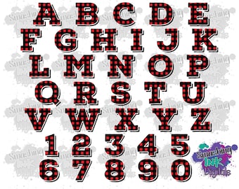 バッファローチェック柄の印刷可能なアルファベット/PNG アルファベット セット/印刷可能な文字/印刷可能なアルファベット セット/PDF アルファベット セット/アルファベット クリップアート/デジタル文字