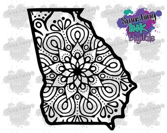 Georgia State Mandala/SVG Cutting File/Dxf Cut File/Cut File for Cricut Silhouette/Eps Design File/Craft Cutting File/Transparent Png File