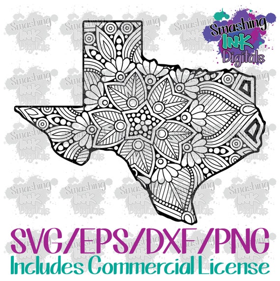 Download Texas State Mandala Svg Cutting File Dxf Cut File Cut File For Etsy
