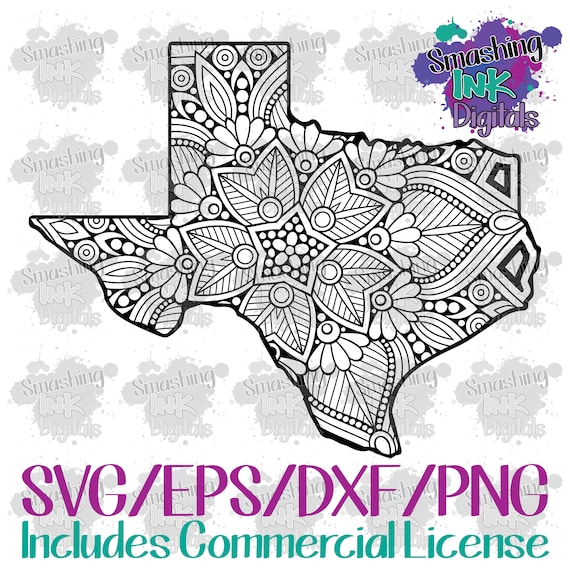 Download Texas State Mandala Svg Cutting File Dxf Cut File Cut File For Etsy