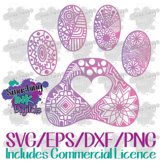 Download Paw Print Mandala Svg Cutting File Dxf Cut File Cut File For Etsy