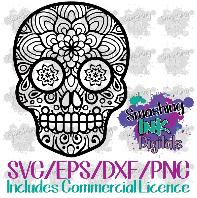 Download Mandala Sugar Skull SVG/SVG Cutting File/Dxf Cut File/Cut File | Etsy