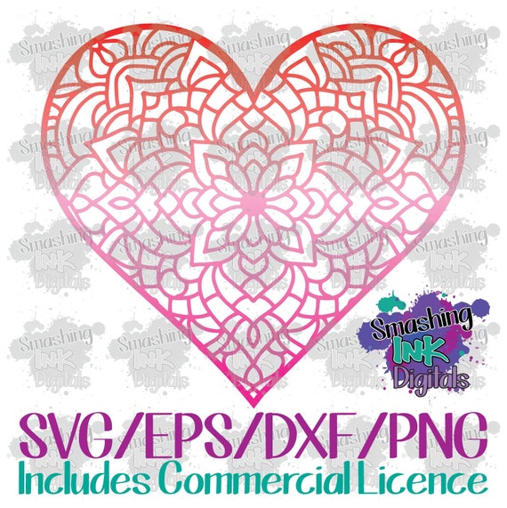 Download Valentine Heart Mandala Svg Cutting File Dxf Cut File Cut File Etsy
