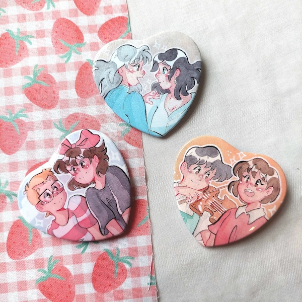 Ghibli Couple Heart Badges