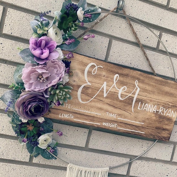 Baby Hospital Door Hanger Girl Floral Wreath Boho Baby Etsy
