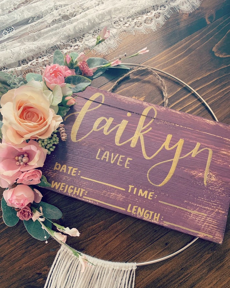 Floral Hospital Door Baby Stat Sign Etsy