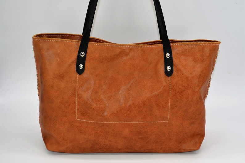 Leather Tote Bag, Leather Bag, Tote Bag, all Handmade, 100% genuine Leather. image 3