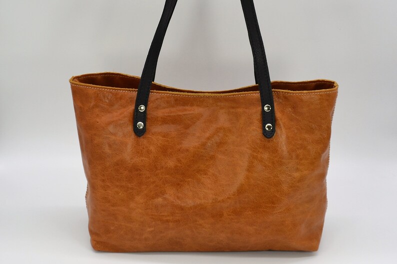 Leather Tote Bag, Leather Bag, Tote Bag, all Handmade, 100% genuine Leather. image 2