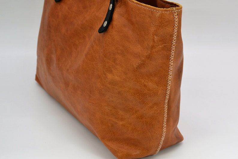 Leather Tote Bag, Leather Bag, Tote Bag, all Handmade, 100% genuine Leather. image 6