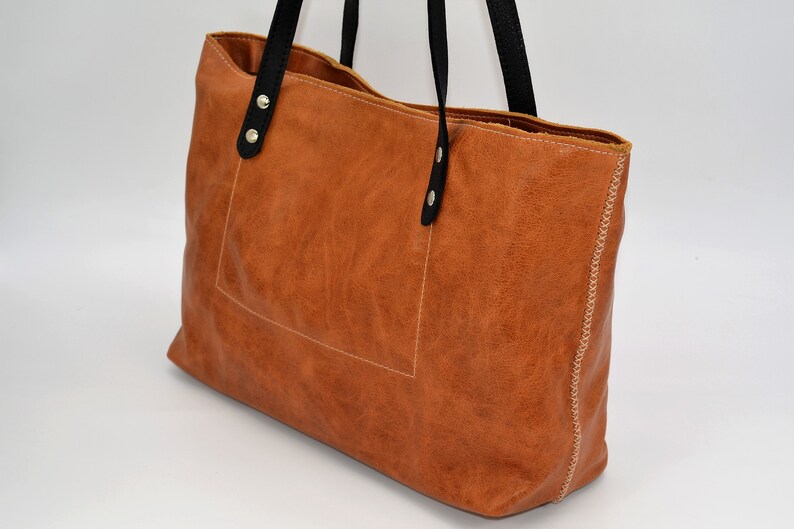 Leather Tote Bag, Leather Bag, Tote Bag, all Handmade, 100% genuine Leather. image 5