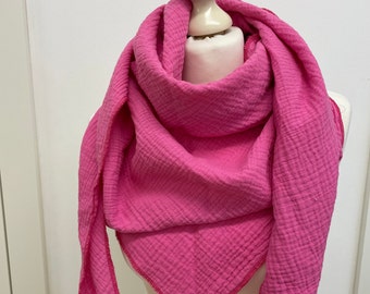 Muslin neckerchief scarf for women pink