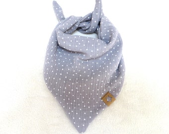 Musselin neckerchief grey dots triangle scarf muslin towel baby neckscarf