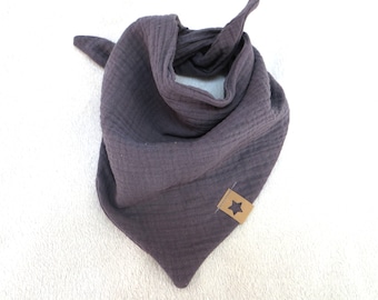 Musselin neck scarf dark grey triangular scarf muslin towel baby neck scarf