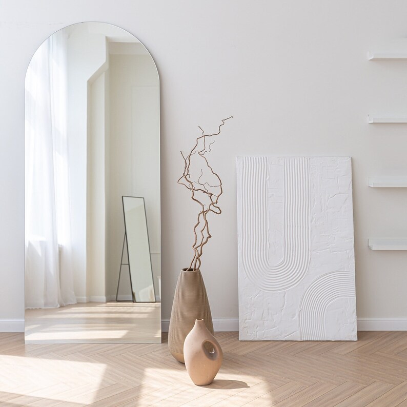 Fulllength Arch Leaner Mirror Frameless Home Mirror Bedroom Etsy