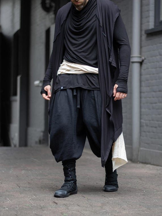 Hattori Men's Muslin Ninja Pants, Drop Crotch Avant Garde Harem