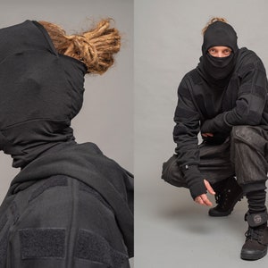Sturmhaube aus atmungsaktivem Bambusjersey Dreadlock, langes Haar, Afro. Leichte Techwear, Streetwear, Wintersport, Ski, Snowboard, Motorrad