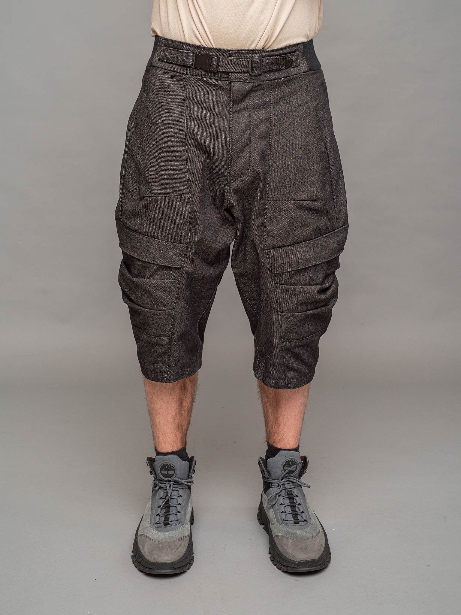 Rhidian + Men's Denim Drop Crotch Cargo Shorts, Durable 12oz