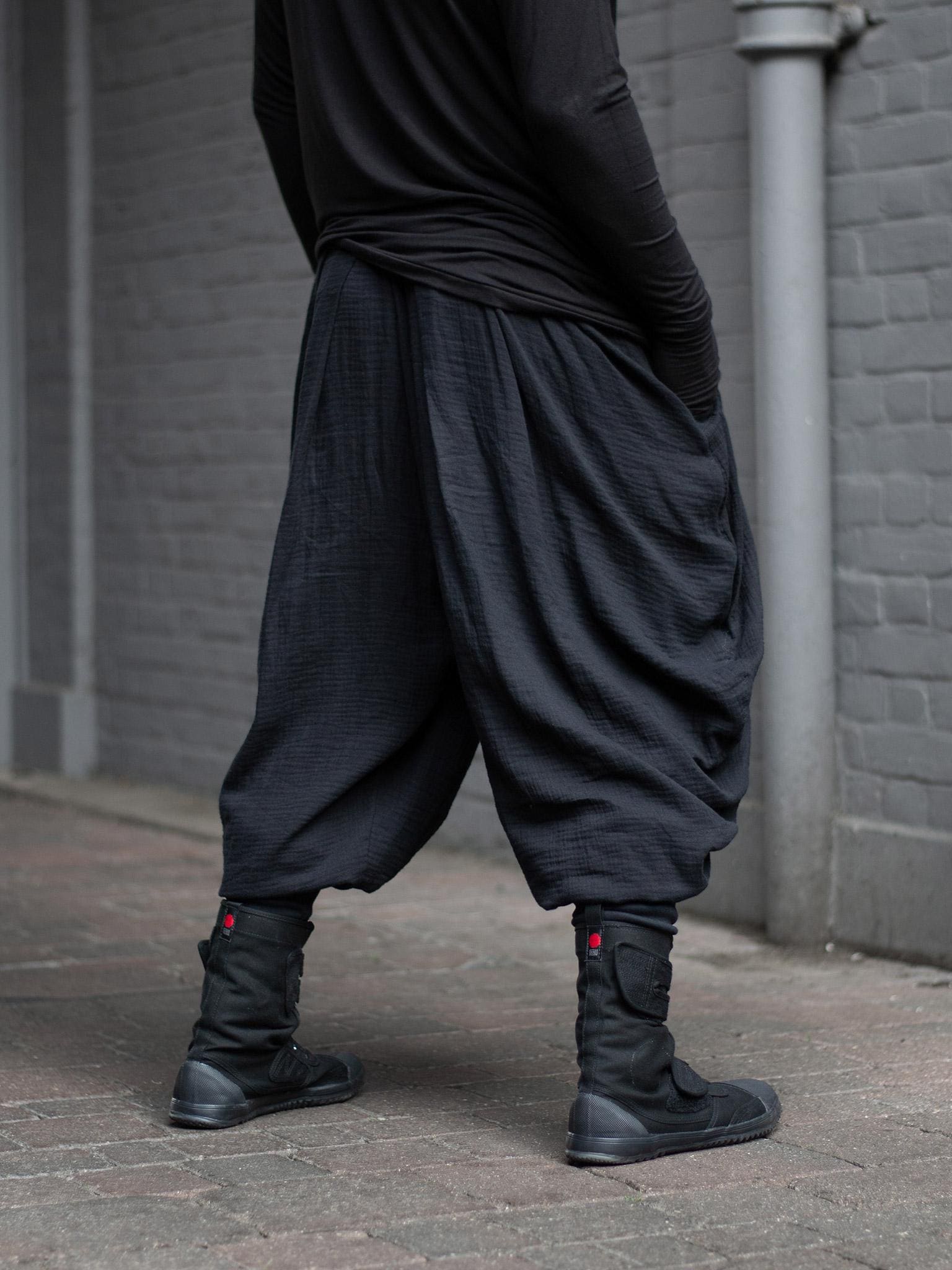 Hattori Men's Muslin Ninja Pants, Drop Crotch Avant Garde Harem