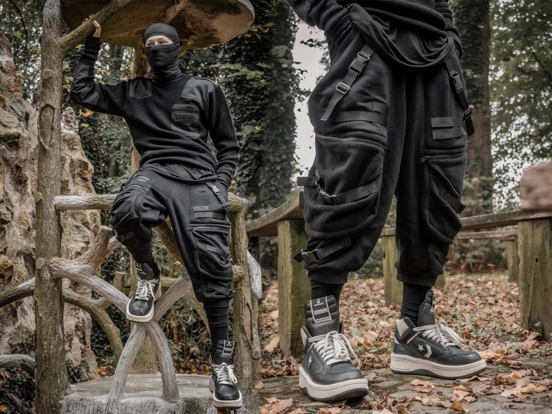 Zye Men's Utility Cargo Pants, Techwear Drop Crotch Joggers