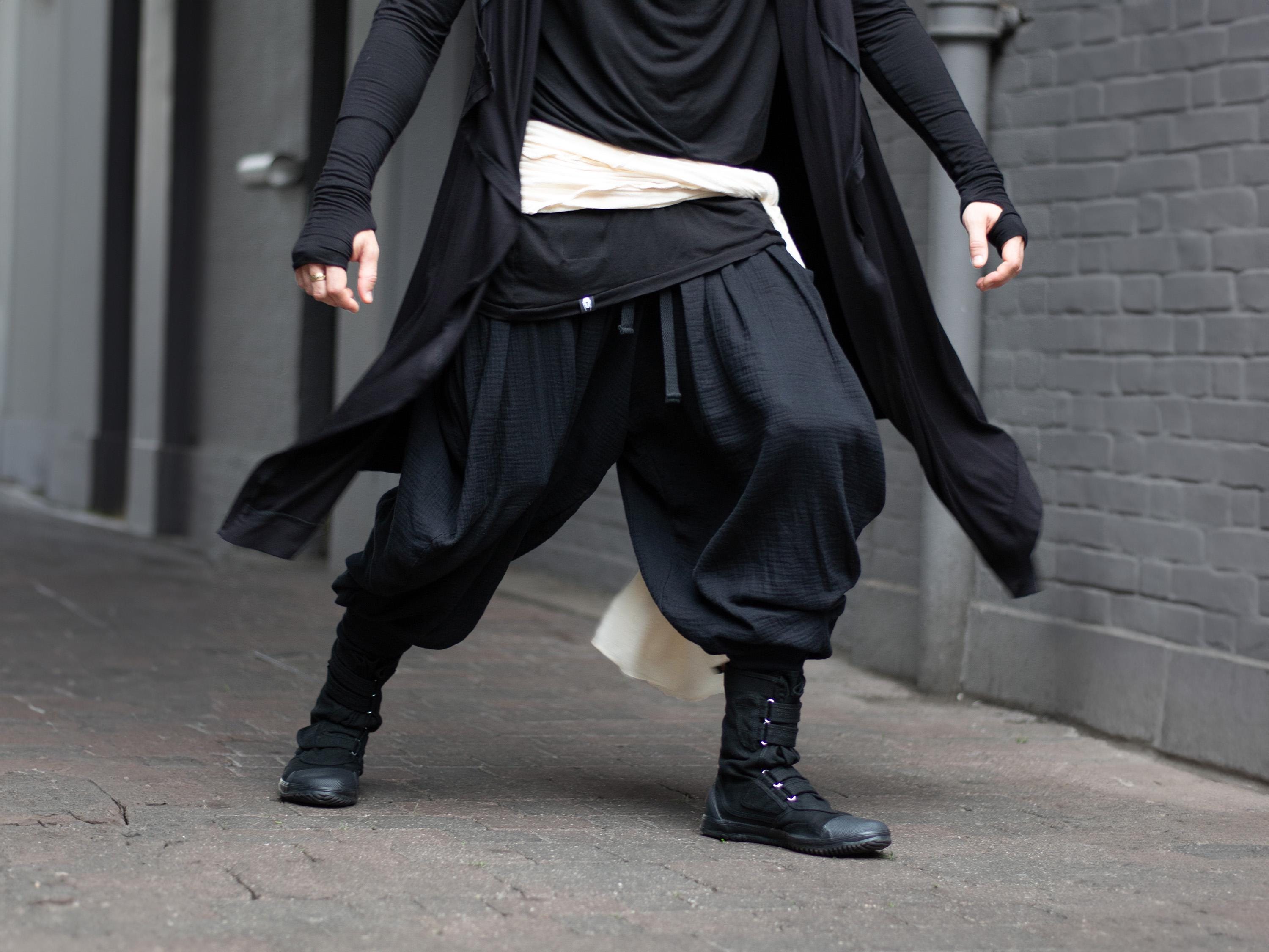 Hattori Men's Muslin Ninja Pants, Drop Crotch Avant Garde Harem