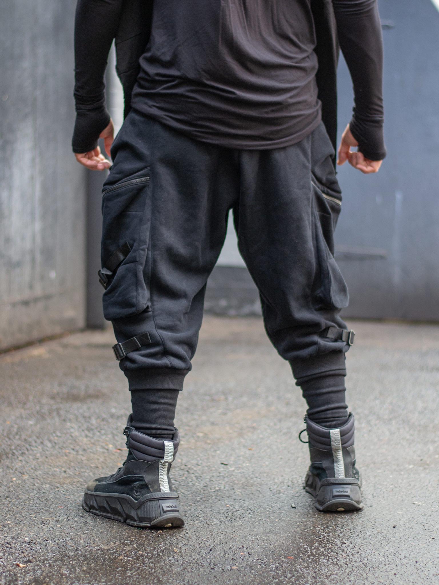 パンツ CTHY TECHWOOL BAGGY SARROUEL SLACKS BL 1 Harem Pants - Techwear Style Men's Harem Pants