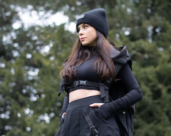 【1993studio】24SS★ Sincerity Crop Long Sleeve Luxury Womens Long Sleeve Black Cropped Top W/ Thumbholes