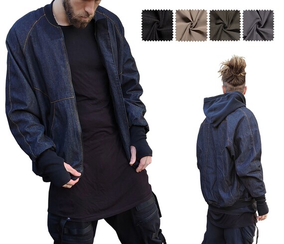 oversized denim bomber jacket