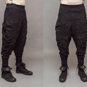 Pantalones Cargo con bolsillos laterales para hombre, pantalones Harem de  Hip Hop negros, Joggers casuales, pantalones