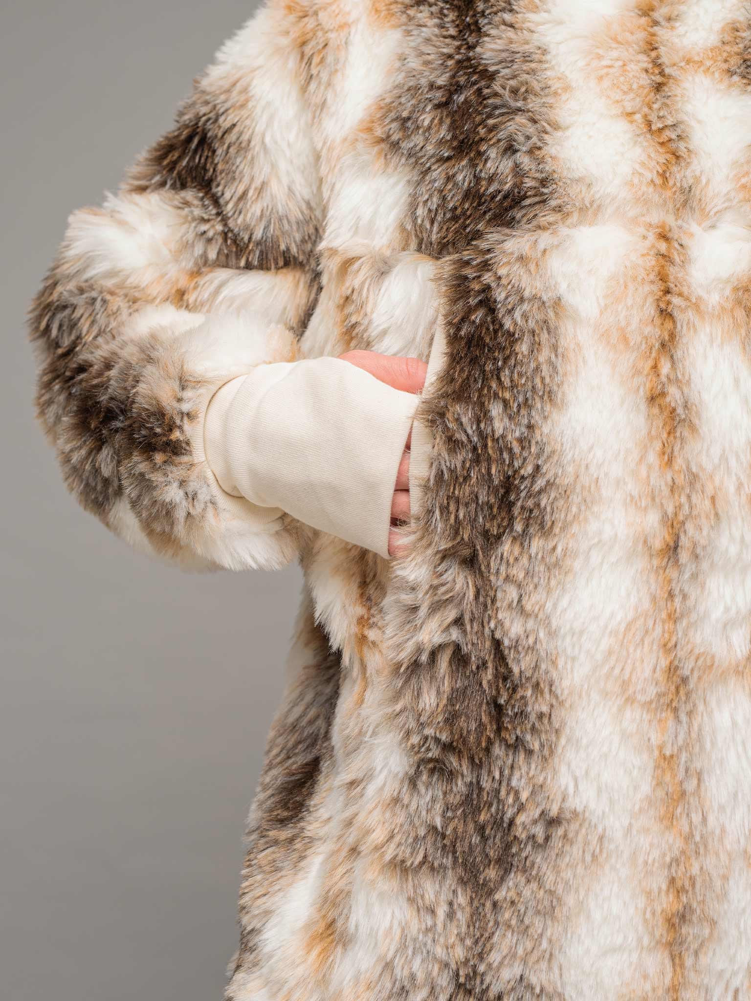 Lycerian Men's Faux Fur Oversized Hoodie - Fluffy Winter Coat With