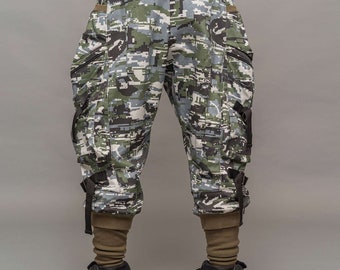 Stealth - Mens Denim Cargo Pants Trousers, Army Camo Glitch