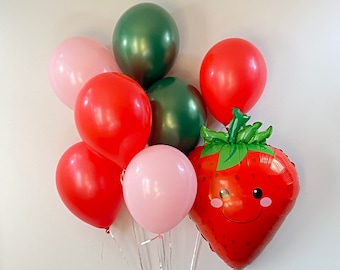 Berry Sweet Baby Shower, Baby Shower Decorations, Strawberry balloon Bouquet, Berry Sweet First Birthday