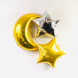 Twinkle Twinkle Little Star Baby Shower/Baby Shower Decorations/Mylar Moon and Star Balloons/Silver and Gold
