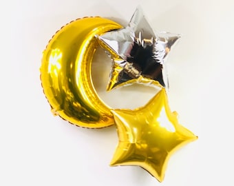Twinkle Twinkle Little Star Baby Shower/Baby Shower Decorations/Mylar Moon and Star Balloons/Silver and Gold